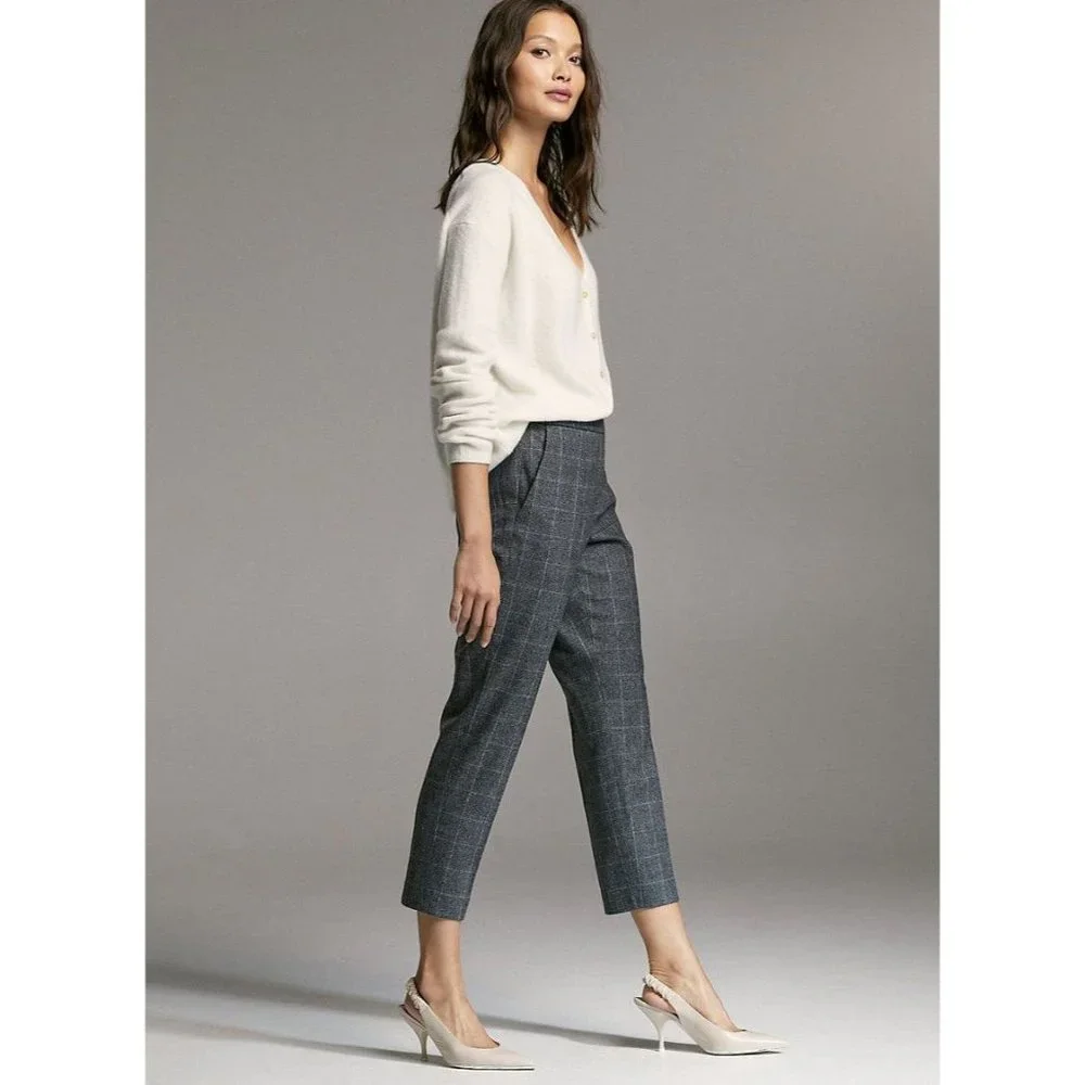 Aritzia Babaton Conan Cashmere Wool Stretch Dress Pant Crop Trousers Plaid Check - Picture 16 of 16